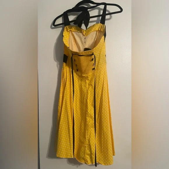 Yellow Polka Dot Midi Dress - Picture 3 of 4